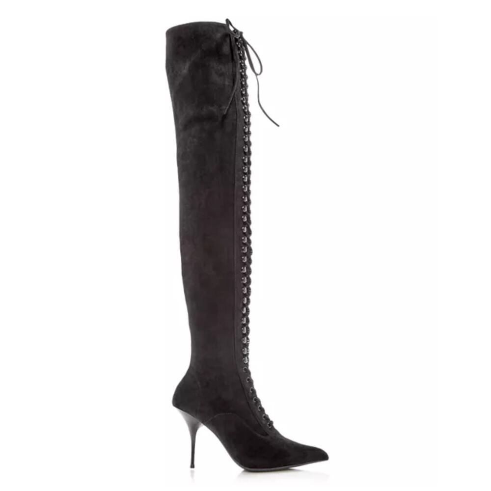 Jeffrey Campbell suede Black Heeled Lace-Up Boots